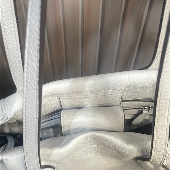 Aimee Kestenberg White Pebbled Leather Tote with Metallic Hardware - Picture 13 of 17